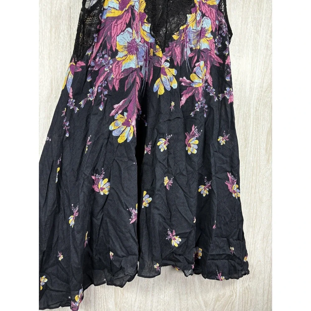 Free People Marsha Lace Mini Dress Women's‎ XS Black Floral Boho Romantic NWT